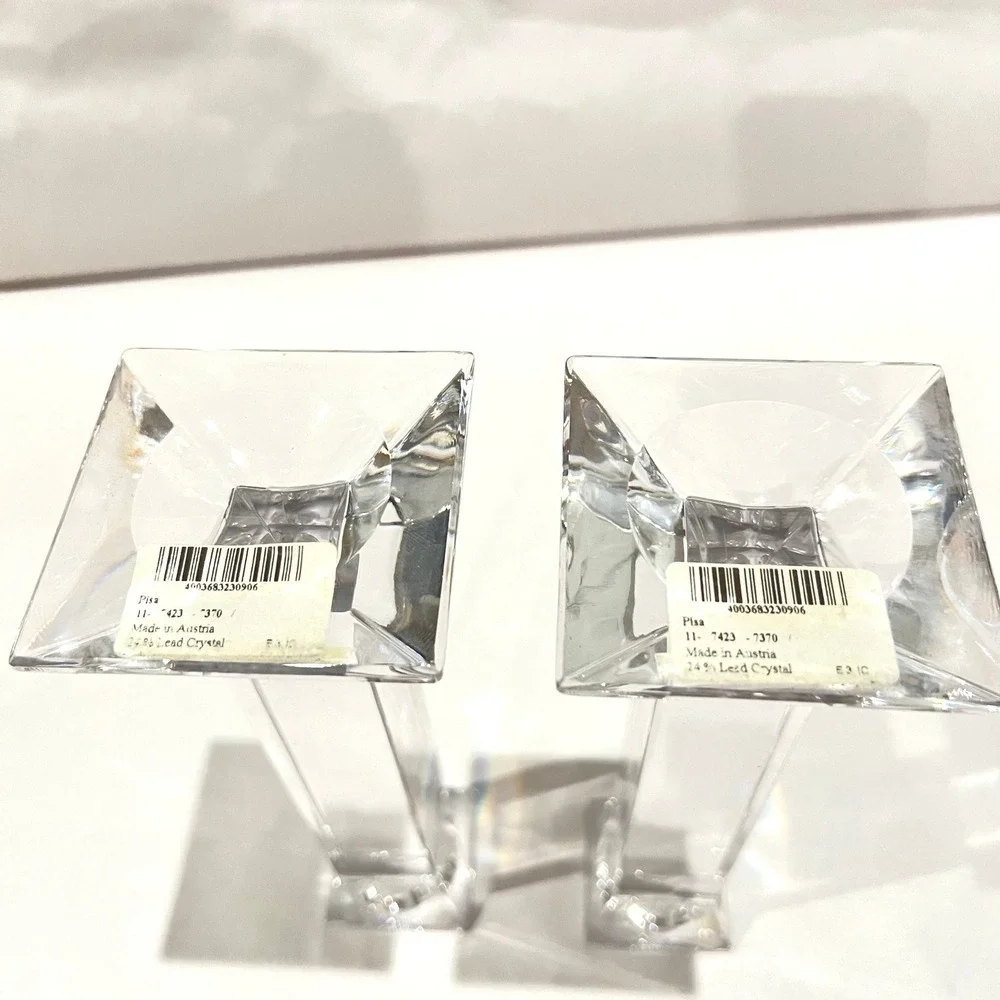 Villeroy & Boch Sienna Crystal Candlesticks‎ Pair Signed NOS Austria Modern 8